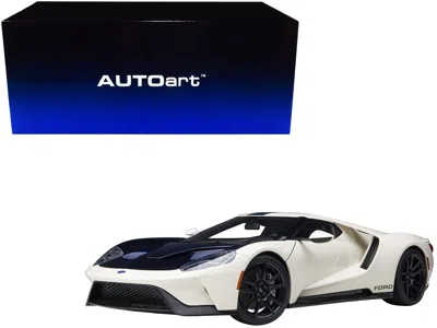 Diecast Model Autoart Ford Gt Heritage Edition Prototype Wimbledon White With Antimatter Blue Hood And Stripe 1/18 Model C