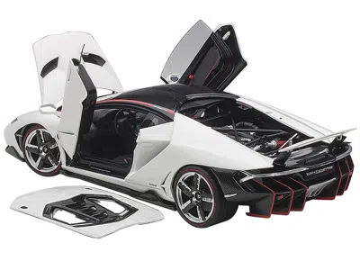 Diecast Model Autoart Lamborghini Centenario Bianci Isis / Solid White With Carbon Top 1/18 Model Car By Autoart