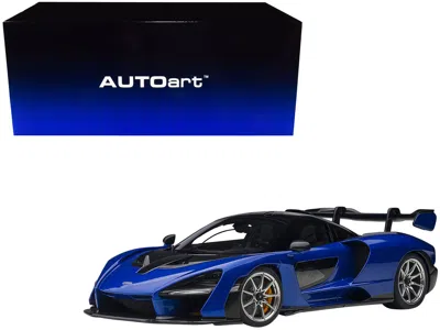 Diecast Model Autoart Mclaren Senna Trophy Kyanos Blue And Black With Carbon Accents 1/18 Model Car By Autoart