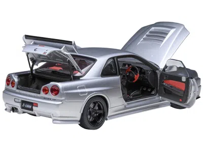 Diecast Model Autoart Nissan Nismo R34 Gt-r Z-tune Rhd (right Hand Drive) Silver Metallic 1/18 Model Car By Autoart In Gray