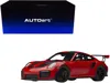 Diecast Model Autoart Porsche 911 (991.2) Gt2 Rs Weissach Package Guards Red With Carbon Stripes 1/18 Model Car By Autoart