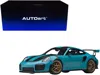 Diecast Model Autoart Porsche 911 (991.2) Gt2 Rs Weissach Package Miami Blue With Carbon Stripes 1/18 Model Car By Autoart