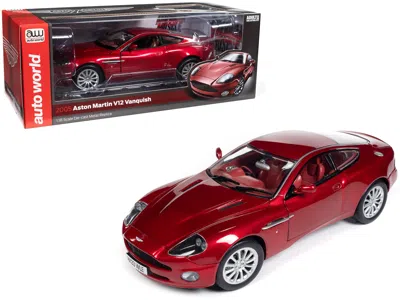 Diecast Model Autoworld 2005 Aston Martin V12 Vanquish Rhd (right Hand Drive) Toro Red Mica Metallic With Red Interior 1/18