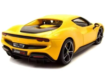 Diecast Model Bburago Ferrari 296 Gtb Yellow "race + Play" Series 1/18 Diecast Model Car By Bburago