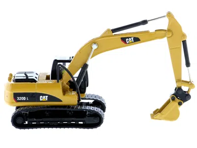 Diecast Model Diecast Masters Cat Caterpillar 320d L Hydraulic Excavator With Multiple Work Tools And Operator "high Line" Series In Yellow