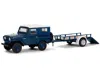 Diecast Model Greenlight 1961 Nissan Patrol Blue With White Top And Utility Trailer "hitch & Tow Series" 31 1/64 Diecast Mode