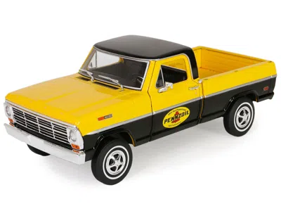 Diecast Model Greenlight 1969 Ford F-100 Pickup Truck "pennzoil" Yellow And Black "running On Empty" Series 7 1/24 Diecast Mo