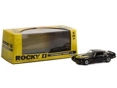 Diecast Model Greenlight 1979 Pontiac Firebird T/a Trans Am Black With Hood Phoenix "rocky Ii (1979) Movie" 1/43 Diecast Mode