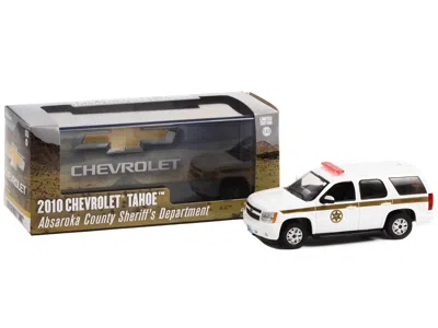 Diecast Model Greenlight 2010 Chevrolet Tahoe White With Gold Stripes "absaroka County Sheriff's Department" 1/43 Diecast Mod