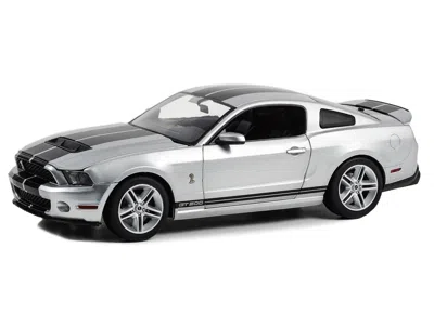 Diecast Model Greenlight 2011 Shelby Gt500 Ingot Silver Metallic With Black Stripes 1/18 Diecast Model Car By Greenlight In Purple