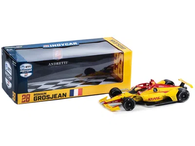 Diecast Model Greenlight Dallara Indycar #28 Romain Grosjean "dhl" Andretti Autosport "ntt Indycar Series" (2023) 1/18 Diecas In Yellow