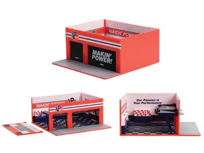 Diecast Model Greenlight Weekend Workshop Diorama "vp Racing Fuels Garage" "mechanic's Corner" Series 10 For 1/64 Scale Model In Red
