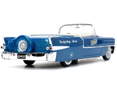 Diecast Model Jada 1956 Cadillac Eldorado Convertible Blue Metallic With Cream Interior "stay Classy" And Blue M & M Di In Pink