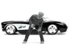 Diecast Model Jada 1957 Chevrolet Corvette Black With White Top And Wolfman Diecast Figure "universal Monsters" "hollyw