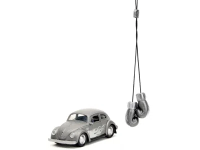Diecast Model Jada 1959 Volkswagen Beetle Gray Metallic With Silver Flames And Boxing Gloves Accessory "punch Buggy" Se In Orange