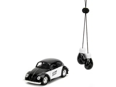 Diecast Model Jada 1959 Volkswagen Beetle "punch Buggy" Black And White And Boxing Gloves Accessory "punch Buggy" Serie