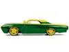 Diecast Model Jada 1963 Ford Thunderbird Green And Yellow Metallic With Hood Graphics And Loki Diecast Figure "loki" "m