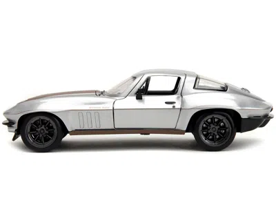 Diecast Model Jada 1966 Chevrolet Corvette Silver Metallic With Bronze Stripes "bigtime Muscle" Series 1/24 Diecast Mod