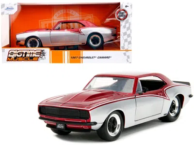 Diecast Model Jada 1967 Chevrolet Camaro Candy Red And Silver Metallic "bigtime Muscle" Series 1/24 Diecast Model Car B