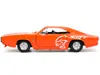 Diecast Model Jada 1968 Dodge Charger R/t Srt Orange With White Stripes And Graphics "bigtime Muscle" Series 1/24 Dieca