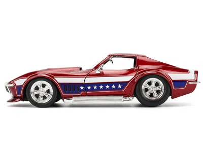 Diecast Model Jada 1969 Chevrolet Corvette Stingray Zl1 Red Metallic With Stars And Stripes Graphics "bigtime Muscle" S