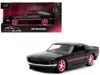 Diecast Model Jada 1969 Ford Mustang Black Metallic With Pink Stripes And Wheels "pink Slips" Series 1/32 Diecast Model