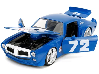Diecast Model Jada 1972 Pontiac Firebird #72 Blue With White Stripe "chevron" "bigtime Muscle" Series 1/24 Diecast Mode In Pattern