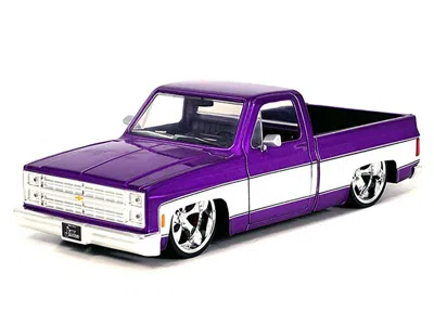 Diecast Model Jada 1985 Chevrolet C-10 Pickup Truck Purple Metallic And White With Cartelli Wheels "just Trucks" Series