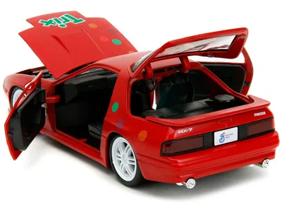 Diecast Model Jada 1985 Mazda Rx-7 Rhd (right Hand Drive) Red With Graphics And Trix Rabbit Diecast Figure "trix Cereal