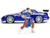 Diecast Model Jada 1993 Mazda Rx-7 Candy Blue Metallic With Graphics And Chun-li Diecast Figure "street Fighter" Video