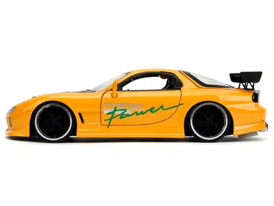Diecast Model Jada 1993 Mazda Rx-7 "hks Power" Yellow With Carbon Hood "jdm Tuners" Series 1/24 Diecast Model Car By Ja