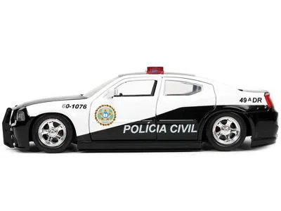 Diecast Model Jada 2006 Dodge Charger Police Black And White "policia Civil" "fast & Furious" Series 1/24 Diecast Model