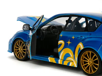 Diecast Model Jada 2012 Subaru Impreza Wrx Sti Blue Metallic With Graphics And Sonic The Hedgehog Diecast Figure "sonic In Purple