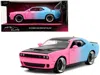 Diecast Model Jada 2015 Dodge Challenger Srt Hellcat Pink And Blue Gradient With Matt Black Hood And Top "pink Slips" S