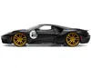 Diecast Model Jada 2017 Ford Gt #2 Matt Black With Silver Stripes And Gold Wheels "bigtime Muscle" Series 1/24 Diecast