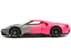 Diecast Model Jada 2017 Ford Gt Gray Metallic And Pink Gradient "pink Slips" Series 1/32 Diecast Model Car By Jada