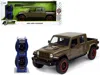 Diecast Model Jada 2020 Jeep Gladiator Rubicon Pickup Truck Dark Green Metallic With Extra Wheels "just Trucks" Series