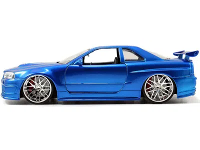 Diecast Model Jada Brian's Nissan Gtr Skyline R34 Rhd (right Hand Drive) Blue "fast & Furious" Movie 1/24 Diecast Model