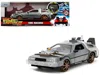 Diecast Model Jada Delorean Brushed Metal Time Machine (train Wheel Version) With Lights "back To The Future Part Iii"
