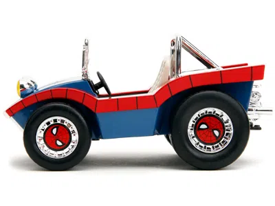 Diecast Model Jada Dune Buggy Red And Blue With Graphics And Spider-man Diecast Figure "marvel Spider-man" 1/24 Diecast