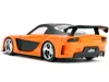 Diecast Model Jada Han's Mazda Rx-7 Rhd (right Hand Drive) Orange Metallic And Black "fast & Furious" Movie 1/32 Diecas