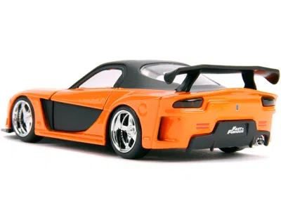 Diecast Model Jada Han's Mazda Rx-7 Rhd (right Hand Drive) Orange Metallic And Black "fast & Furious" Movie 1/32 Diecas