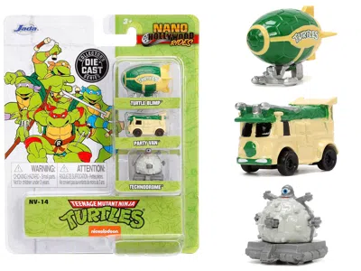 Diecast Model Jada Teenage Mutant Ninja Turtles 3 Piece Set "nickelodeon" "nano Hollywood Rides" Series Diecast Model C In Green