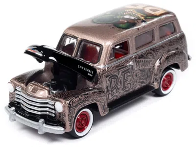 Diecast Model Johnny Lightning 1950 Chevrolet 3100 Suburban Bronze Metallic With Black Hood "rat Fink" Pop Culture 2024 Release 1 1 In Neutral