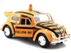Diecast Model Motormax 1966 Volkswagen Beetle "follow Me" Airport Safety Vehicle Yellow With Black Stripes 1/24 Diecast Mod