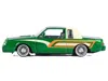 Diecast Model Motormax 1987 Buick Regal 3.8 Sfi Turbo Green Metallic And Cream With Graphics "get Low" Series 1/24 Diecast