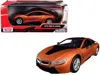 Diecast Model Motormax 2018 Bmw I8 Coupe Metallic Orange With Black Top 1/24 Diecast Model Car By Motormax
