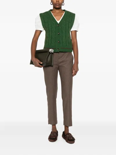 Diega Cable-knit Waistcoat In Green