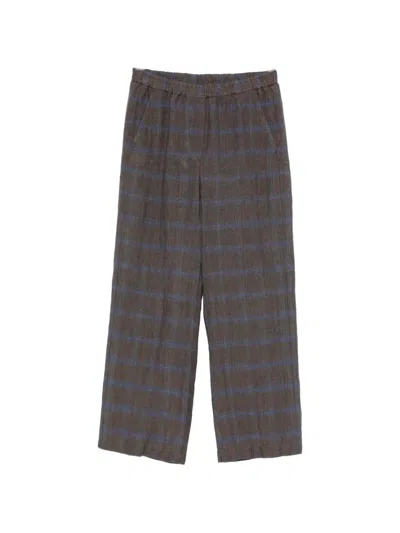 Diega Check-pattern Wide-leg Trousers In Brown