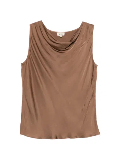 Diega Draped-neck Sleeveless Top In Brown